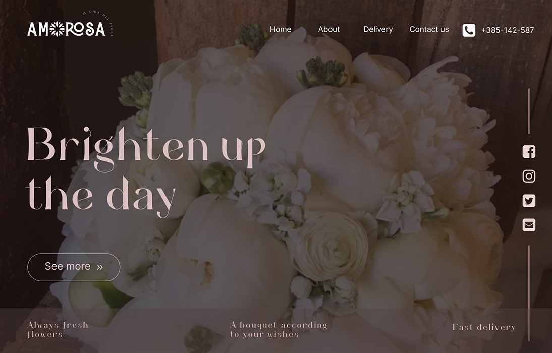 Amorosa homepage web design
