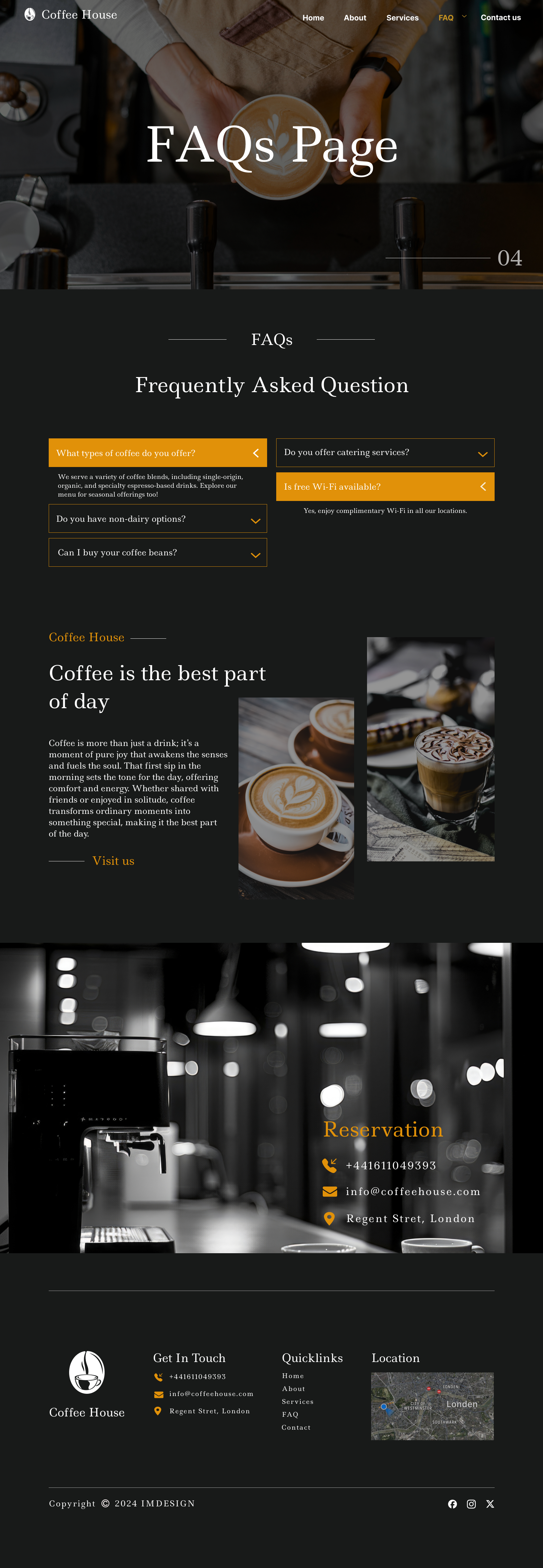 Coffee shop web design with sleek and modern aesthetics