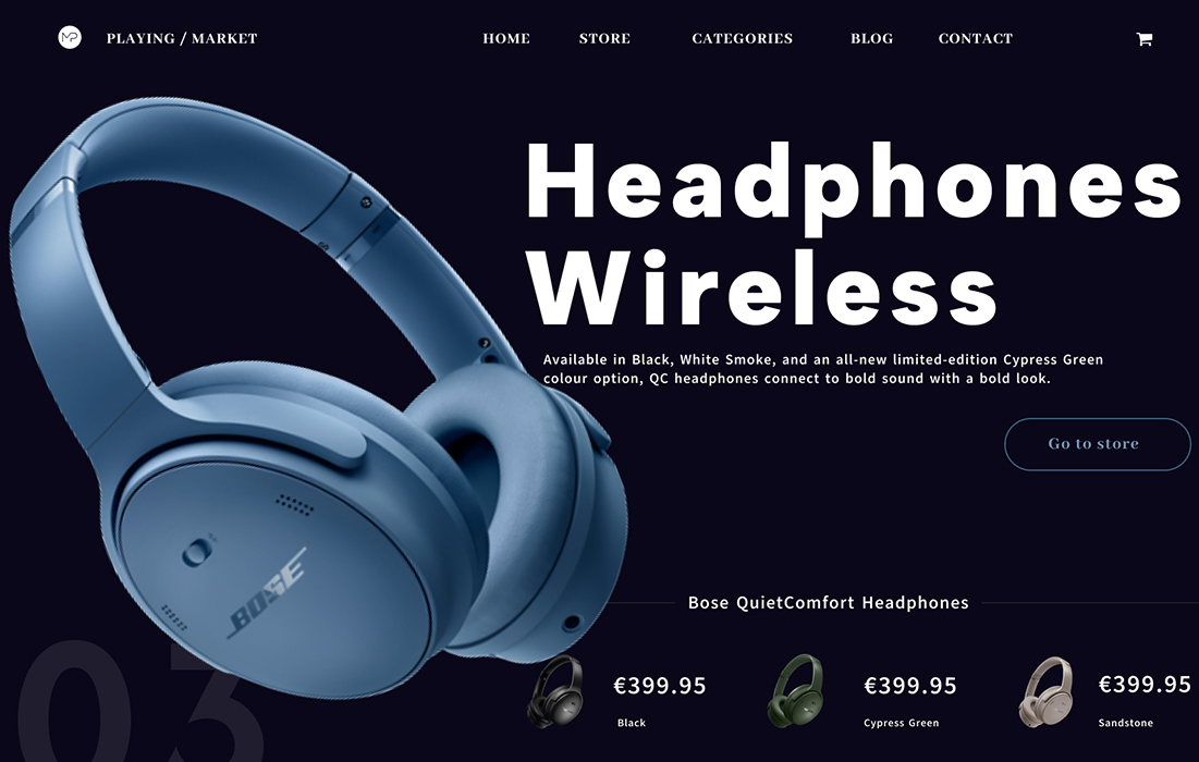 Headphones e-commerce page design with intuitive interface