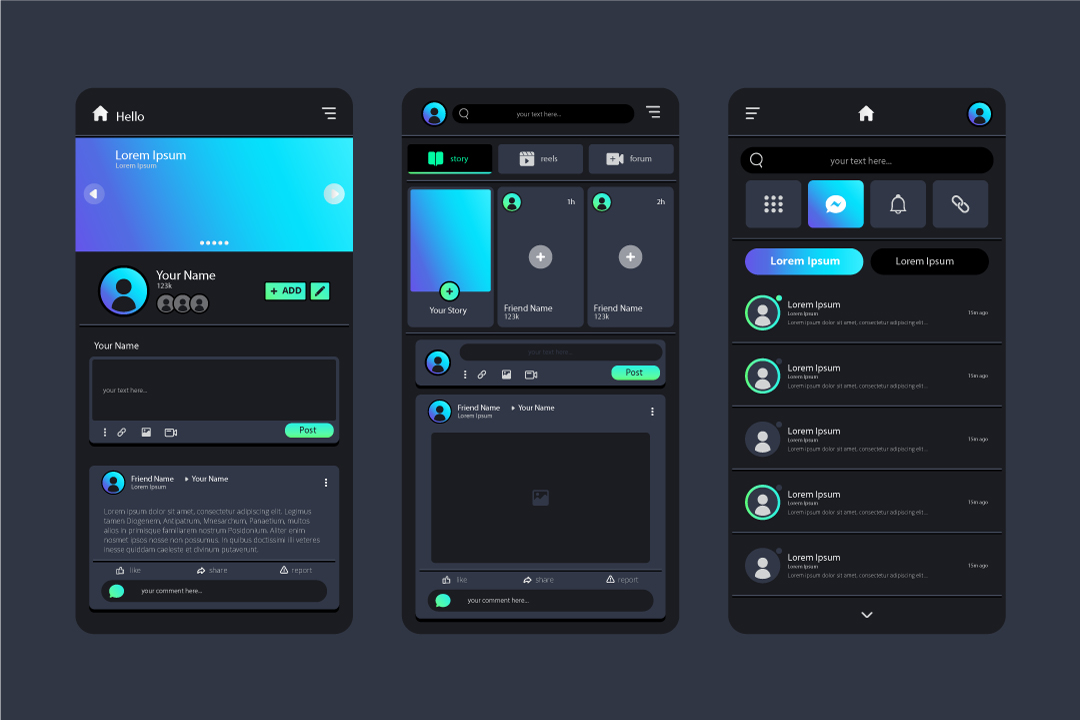 Stylish and functional social media app design concept